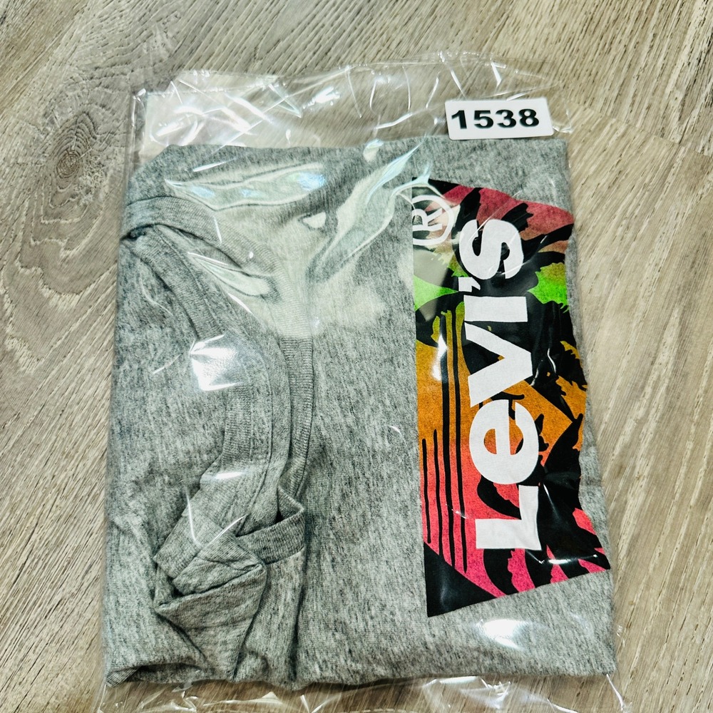Levis Shirt Womens XXL Gray Tropical Logo Graphic Tee Short Sleeve T-Shirt - Picture 9 of 11